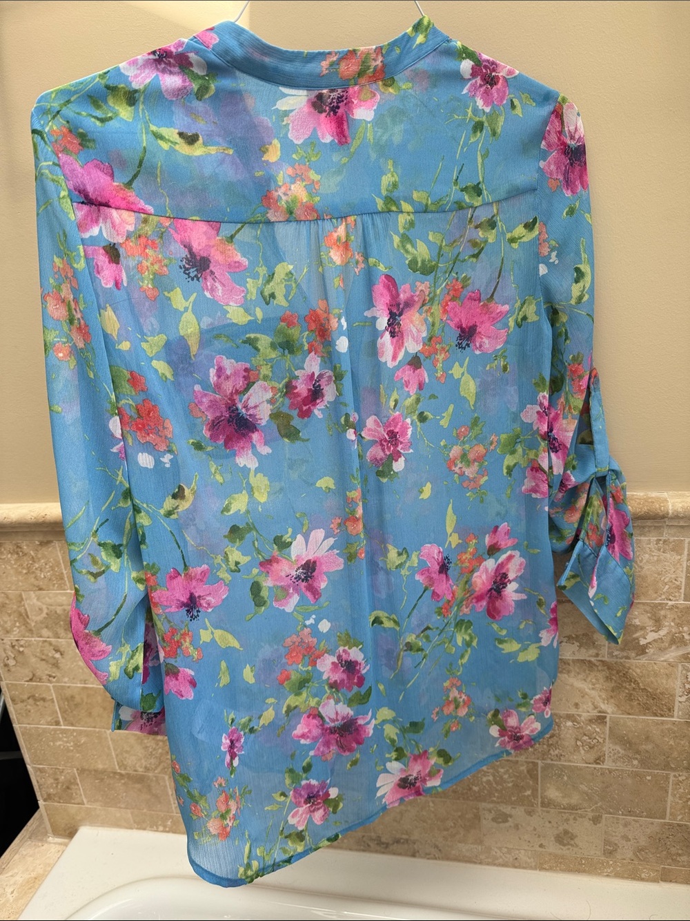 Kut from the Kloth Blue Multicolor Floral Button-Up Blouse - Picture 4 of 4